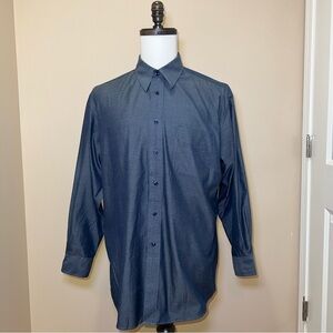 Club Room Men's Long Sleeve Button Up Blue Gray Dress Shirt. Size 16 1/2,  32/33